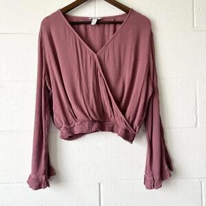 Arizona Jean Co Red V-Neck Long Sleeve Bell Sleeve Blouse Women’s XL